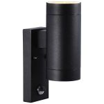 Nordlux Tin Applique Murale Métal Noir Up & Down | Convient pour 2x GU10 - Détecteur de Mouvement et de Lumière