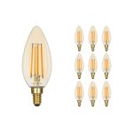 Lot 10x Noxion Lucent LED E14 Bougie Filament Ambre 4.1W 350lm - 822 Blanc Très Chaud | Dimmable - Équivalent 40W
