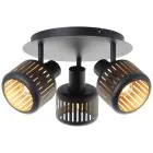 Brilliant Tyas Plafonnier  Aluminium Métal Noir Dorée | 370mm -  Convient pour 3x E14