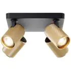 Brilliant Marty Plafonnier Aluminium Sablonneux Noir Dorée 20W 1400lm - 830 Blanc Chaud | Incl. 4x GU10