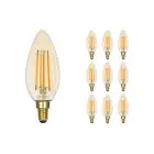 Lot 10x Noxion Lucent LED E14 Bougie Filament Ambre 4.1W 350lm - 822 Blanc Très Chaud | Dimmable - Équivalent 40W