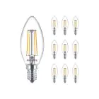 Lot 10x Philips MASTER Value LED Bougie E14 Filament Claire 3.4W 470lm - 927 Blanc Très Chaud | Meilleur rendu des couleurs - Dimmable - Équivalent 25W