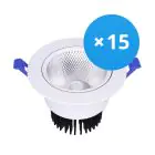 Lot 15x Downlight LED Ronde inclinable 15W 1200lm 60D - 930 Blanc Chaud | 135mm - Diamètre 110mm - UGR 