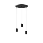 Calex Retro Pendelarmatuur Cordset Rond Metaal Zwart  |incl. kabel 2 Meter - Geschikt voor 3xE27 