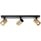 Brilliant Marty Plafondlamp Aluminium Zanderig Zwart Goud 15W 1050lm - 830 Warm Wit | Incl. 3x GU10