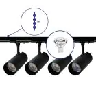 Complete Set 1-Fase Rail 1 Meter Zwart | incl. 4x Spot + GU10 2700K 3W Dimbaar + Eindkap, Voedingsconnector